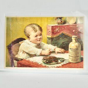 Mellins Food Victorian Trade Card Antique Baby Eating